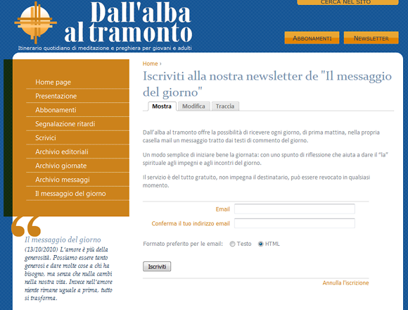 L'integrazione della pagina di iscrizione alla newsletter di PHPList e Drupal